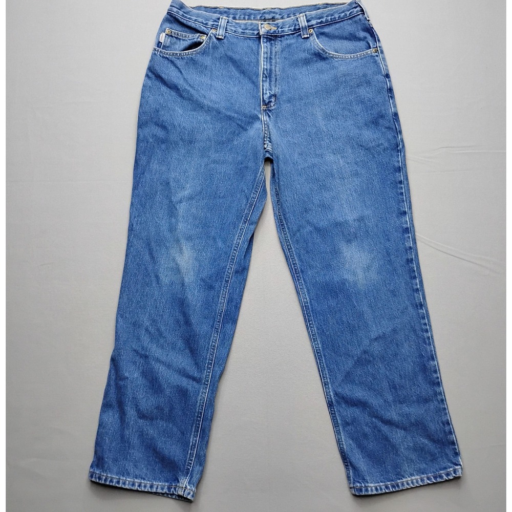 Carhartt Relaxed Fit Jeans Mens 36x30 Blue Denim Straight Leg Workwear 381-83